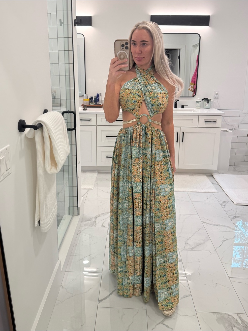 NWT Hot Miami Styles Halter Cutout Maxi Dress